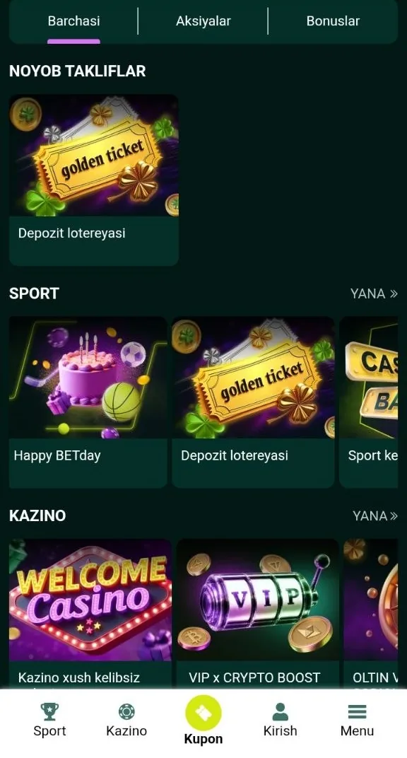 SpinBetter bonus — kazino aksiyalari va xush kelibsiz paketi ekrani